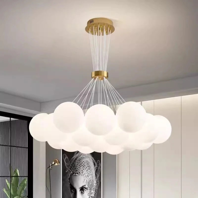Acrylic multi head chandelier with heads on an ironwork frame
