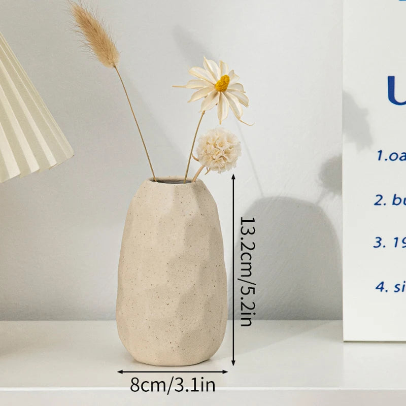 White Nordic Ceramic Flower Vase