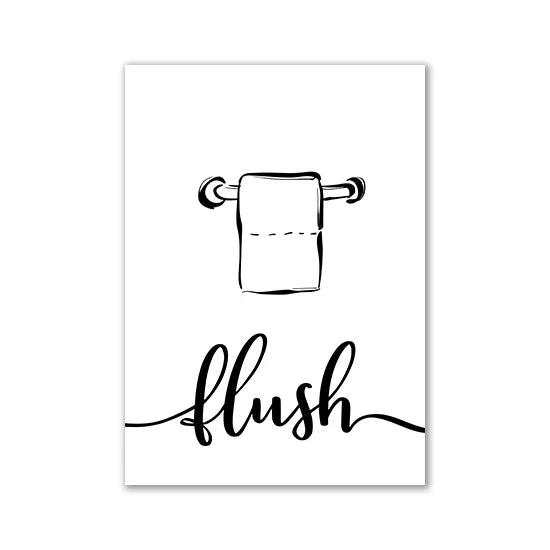 Minimalist Black White Stick Figure Laundry Canvas Art