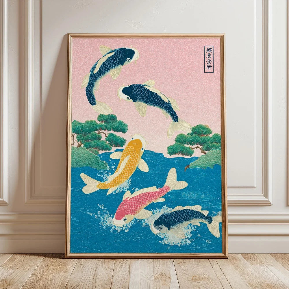 Japanese Koi Fish Zen Pond Canvas Wall Art