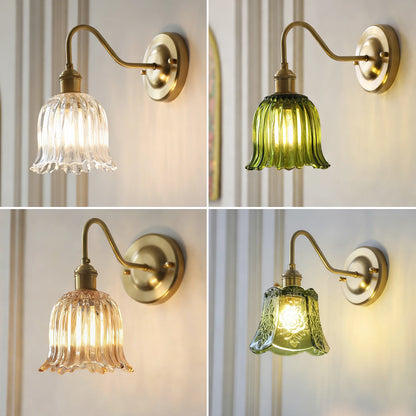 brass wall sconce, close-up of shade and hardware detail