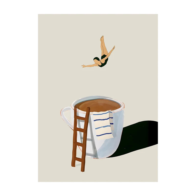 Coffee Diver Trendy Canvas Wall Art Print