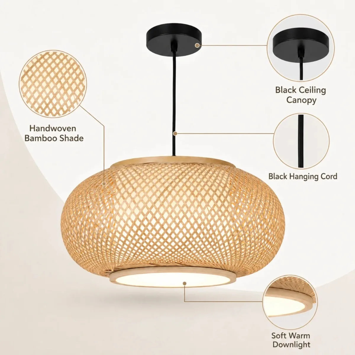 Hand woven bamboo chandelier at 40 centimetres with E27 socket