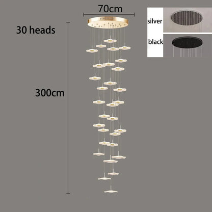 Cascade chandelier shown lit in warm white along its acrylic rods