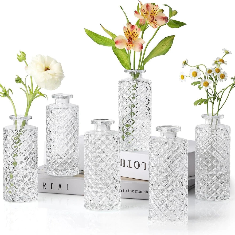 Retro Mini Glass Bud Vase Set Hydroponic Wedding | Aurelia