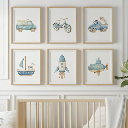 Children's Vehicle Nursery Canvas Wall Art Set