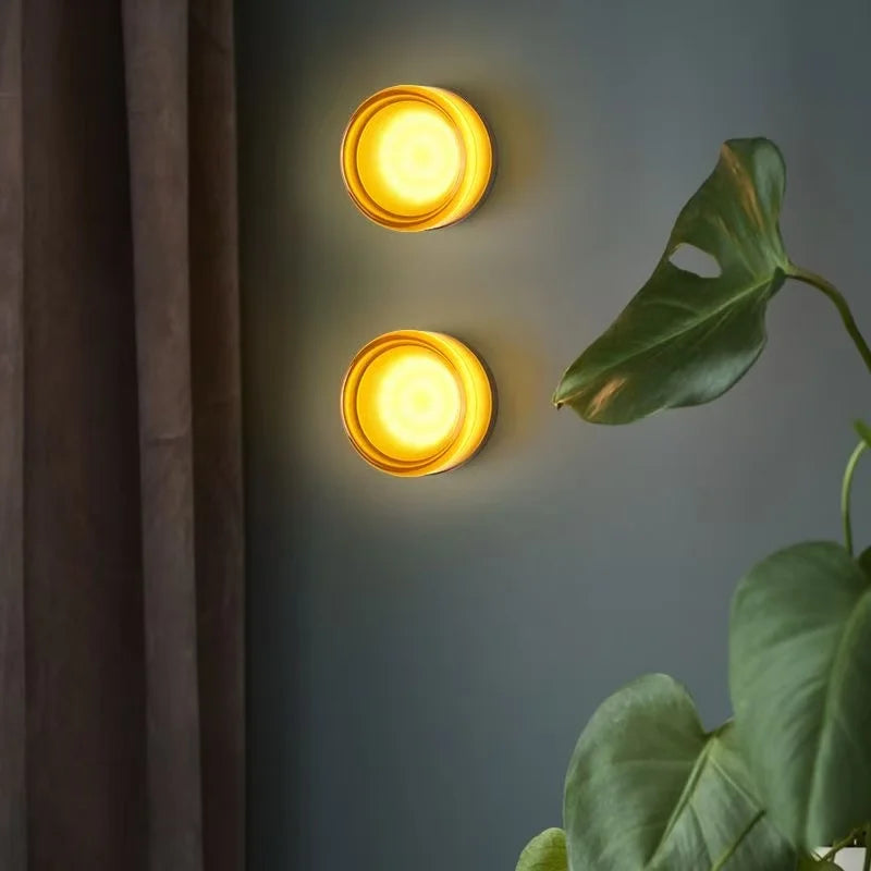 acrylic outdoor wall sconce, installed in a room interior setting