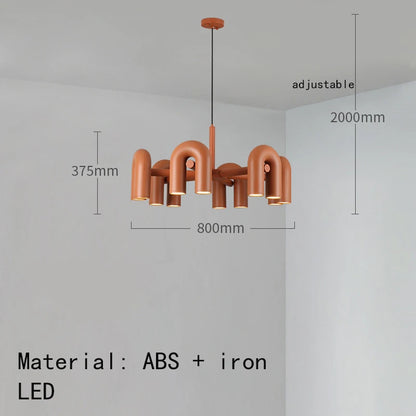Two light U tube chandelier in grey on a chrome ceiling plate