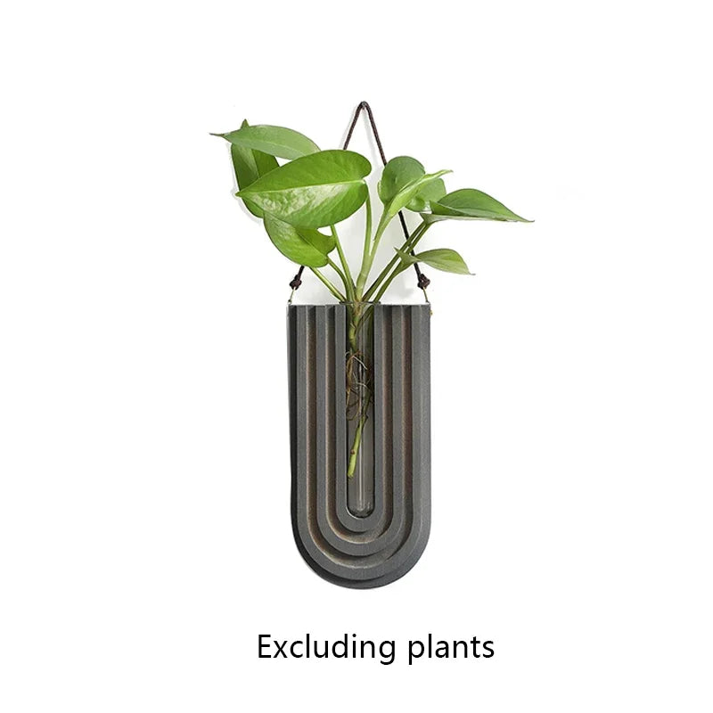 Wooden wall mounted hanging vase hydroponic plant rack home décor