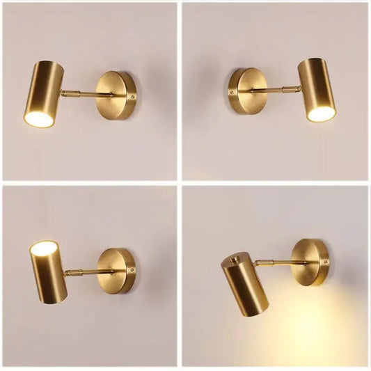 gold iron bathroom wall sconce, side profile showing mounting depth