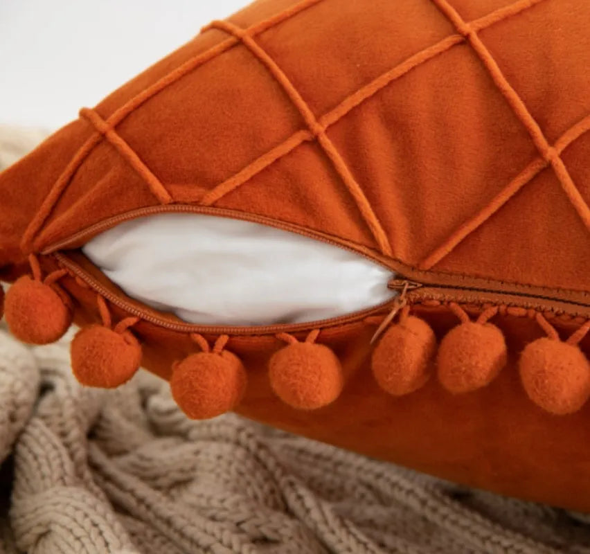 Christmas Red Corduroy Pillow Cover — detail