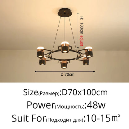 Spotlight chandelier at 35.4 in width with warm white LED light