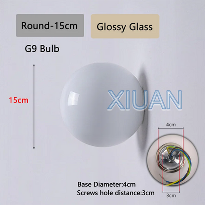 French Bauhaus Glass Ball Wall Sconce