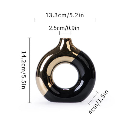 Nordic Luxury Ceramic Flower Vase Gold Wedding | Aurelia