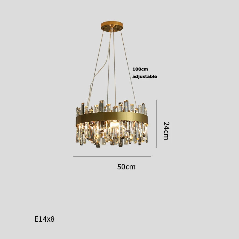Gold frame crystal chandelier, 39.4 inch round, for a foyer ceiling