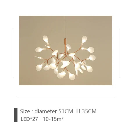 Wide firefly ring chandelier at 49.2 in across for a hotel lobby