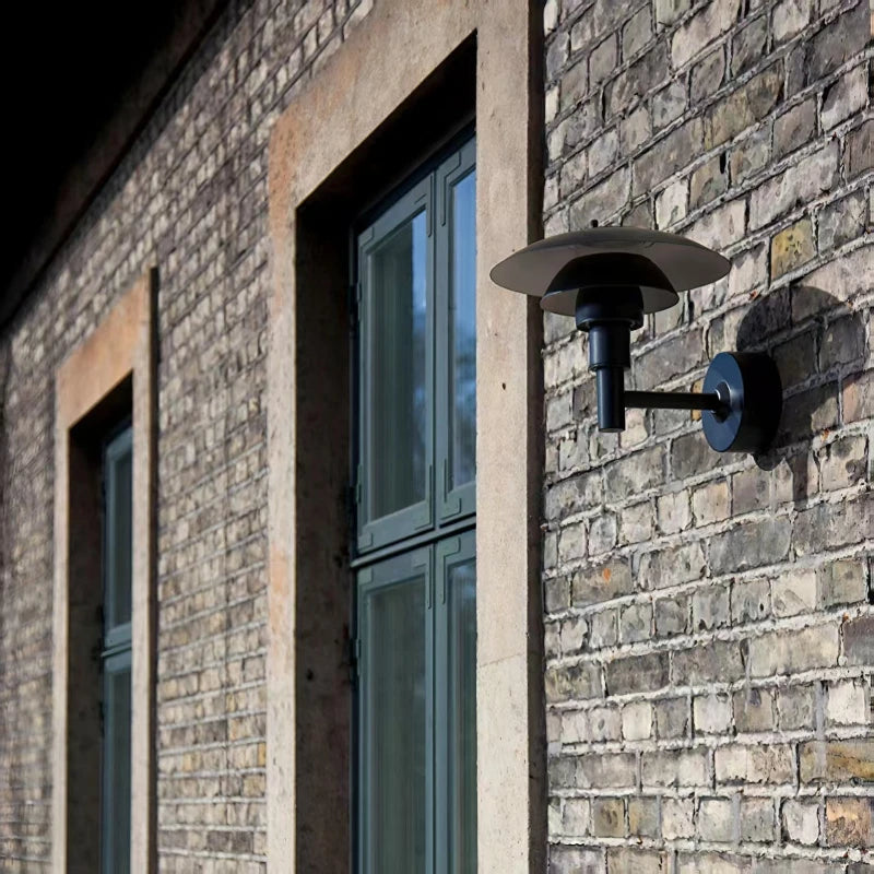 outdoor wall sconce, side profile showing mounting depth
