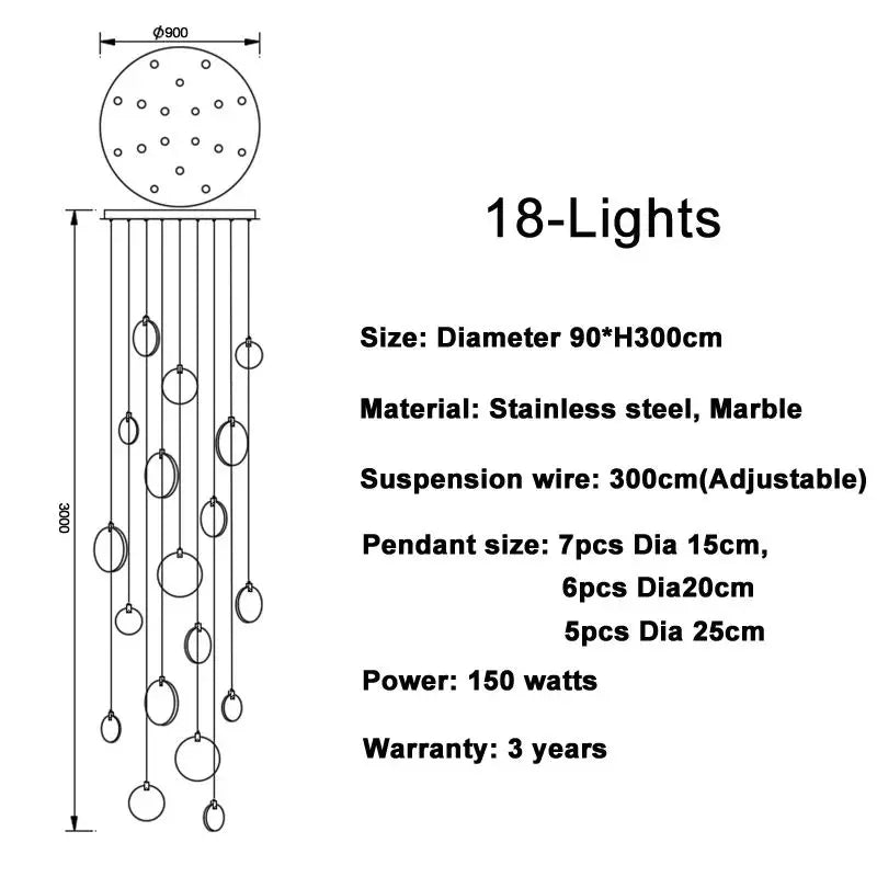 Marble Multi Rod Pendant Light