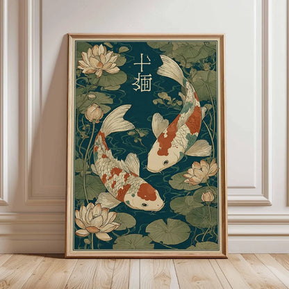Japanese Koi Fish Zen Pond Canvas Wall Art