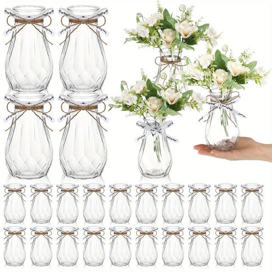 Clear plastic diamond facet vase set of six for wedding table centerpiece