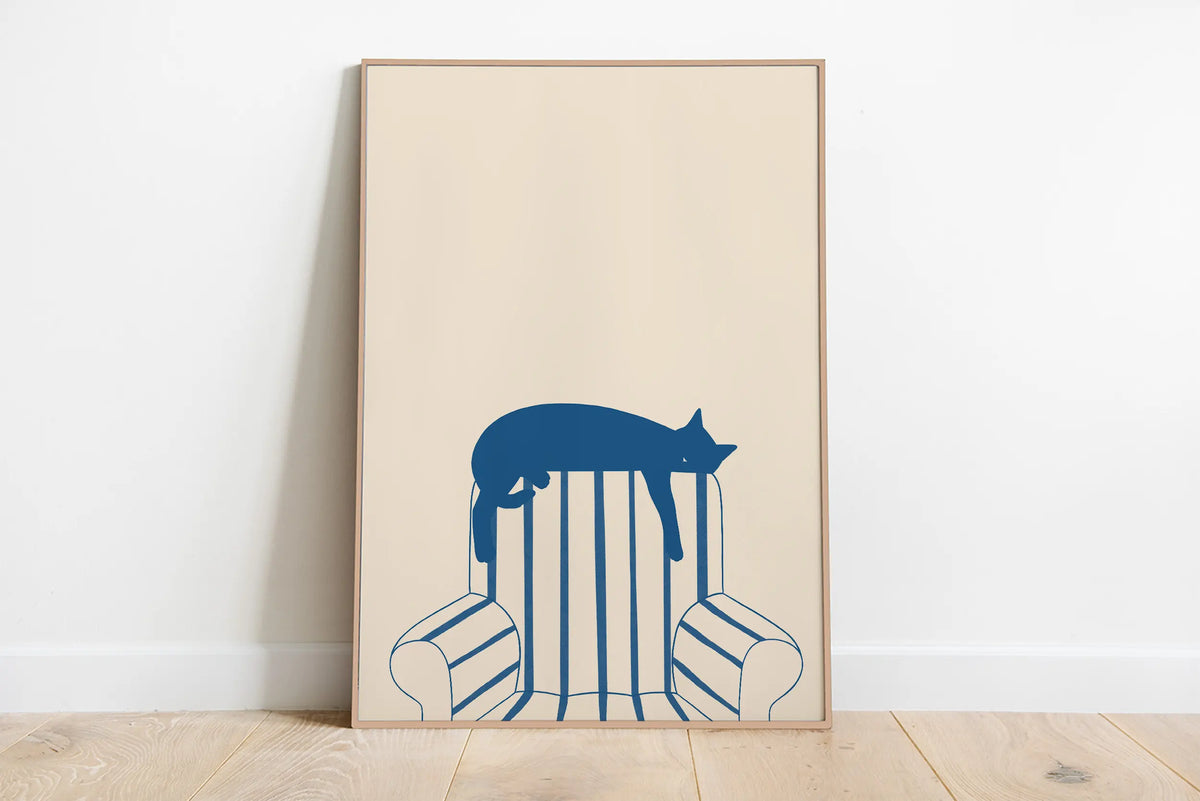 Sleepy Kitten Minimalist Canvas Wall Art Print