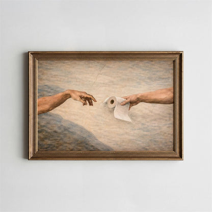 Altered Statue Humorous Bathroom Canvas Wall Art