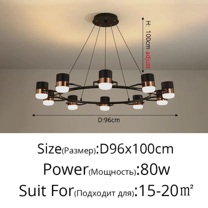 Spotlight head detail on a plated aluminum cluster chandelier