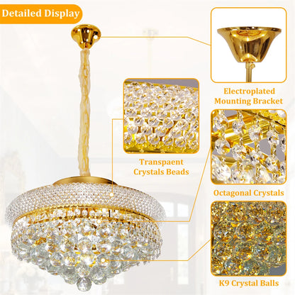 Empire crystal chandelier on an adjustable chain or flush mount