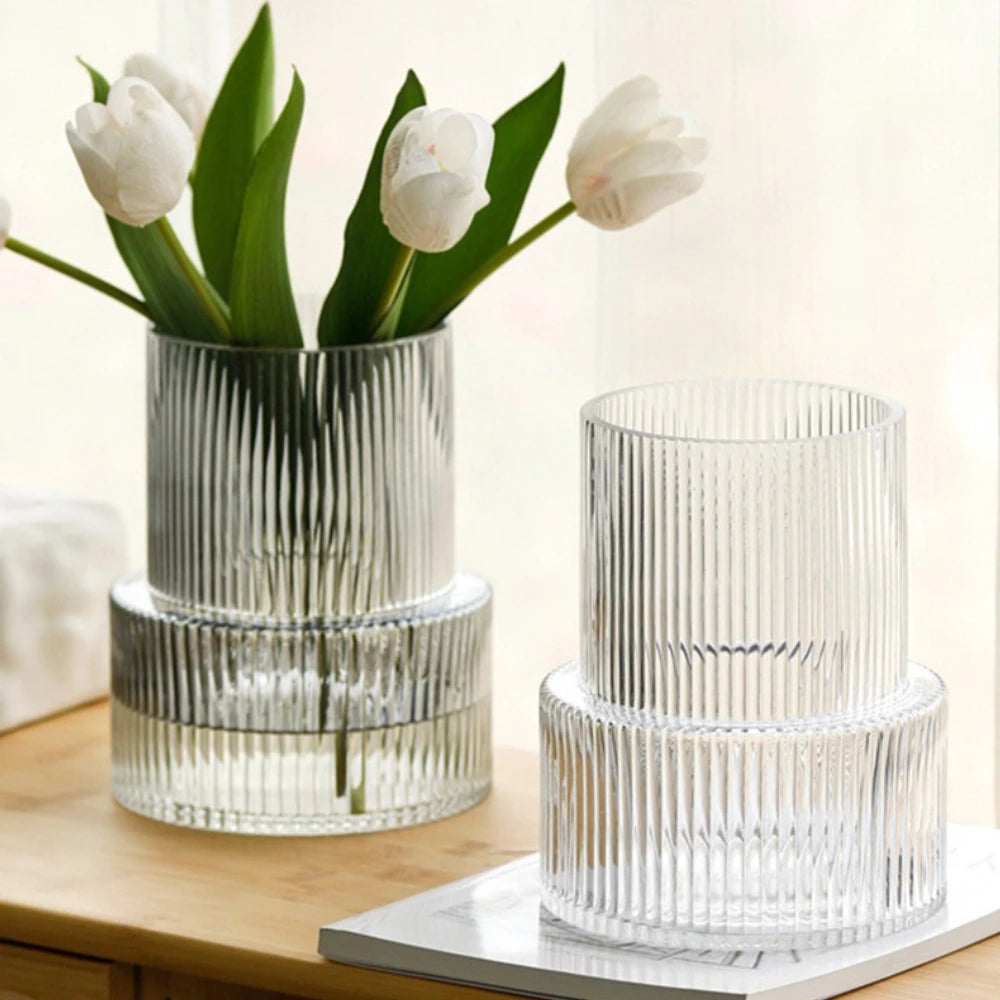 Nordic retro textured glass vase hydroponic flower arrangement