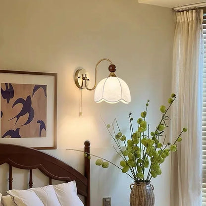 wall sconce, close-up of shade and hardware detail