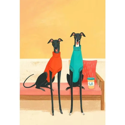 Cozy Coffee Dog Canvas Wall Art Print