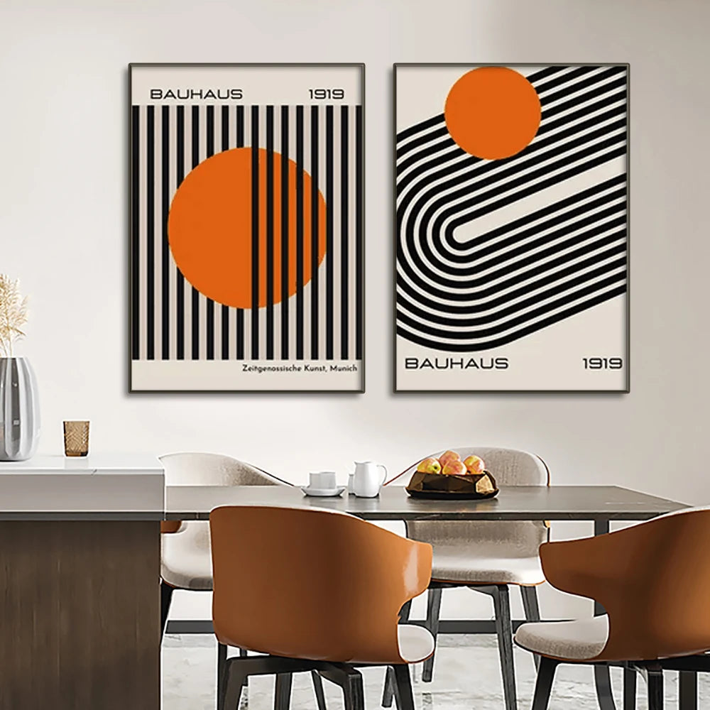 Bauhaus Abstract Geometric Mid-Century Canvas Wall Art