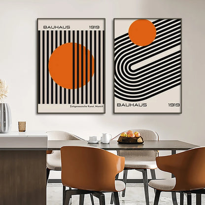 Bauhaus Abstract Geometric Mid-Century Canvas Wall Art