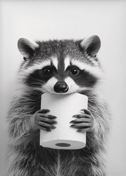 Funny Bathroom Animals Toilet Paper Canvas Wall Art