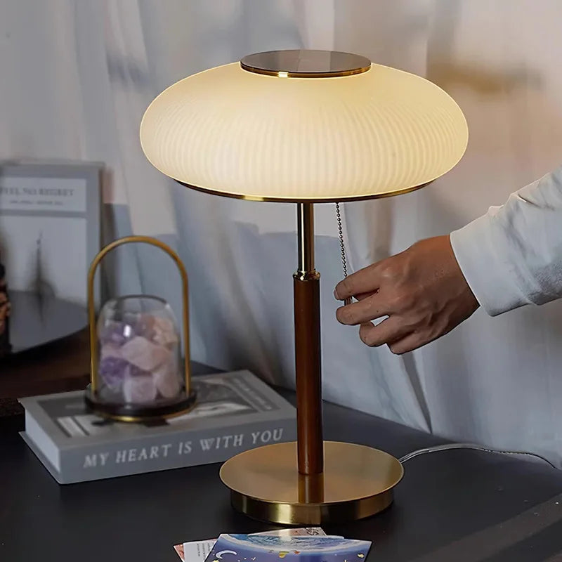 Nordic vintage table lamp side profile showing slim glass silhouette