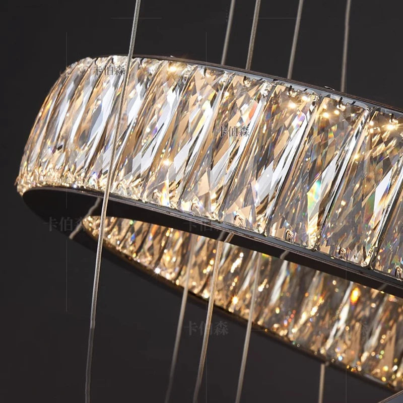 Eight ring crystal chandelier with rings up to 47.2 in diameter