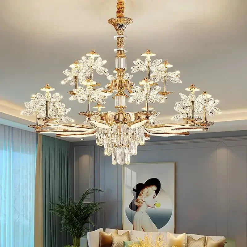 Six head crystal flower chandelier with LED bulbs included, 90 to 260V