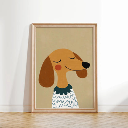 Minimalist Dog Portrait Dachshund Canvas Wall Art