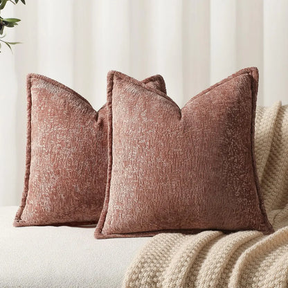 Solid Chenille Throw Pillow Cover — styling detail