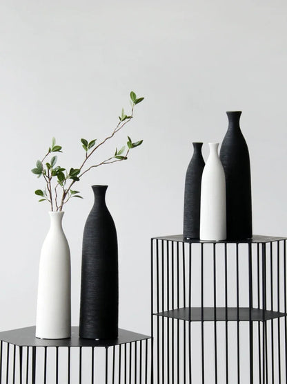 Modern black and white ceramic vase for home office décor