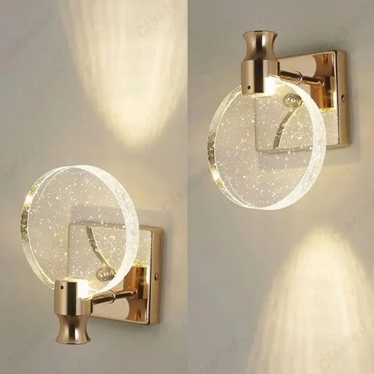 crystal bathroom wall sconce, front view on white background