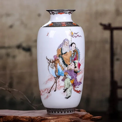 Jingdezhen porcelain vase with fresh white peony flowers in a refined home setting