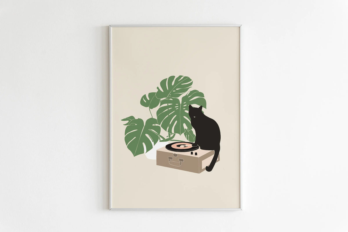 Sleepy Kitten Minimalist Canvas Wall Art Print