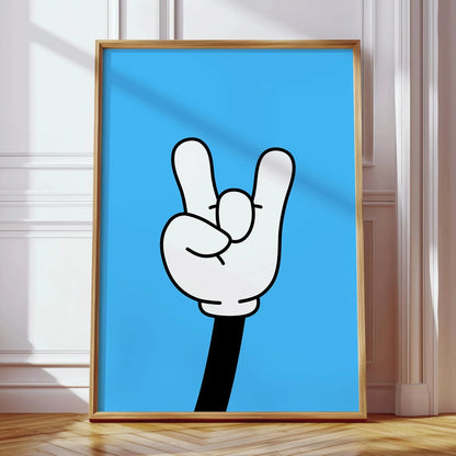 Retro Rock Hand Graphic Canvas Wall Art