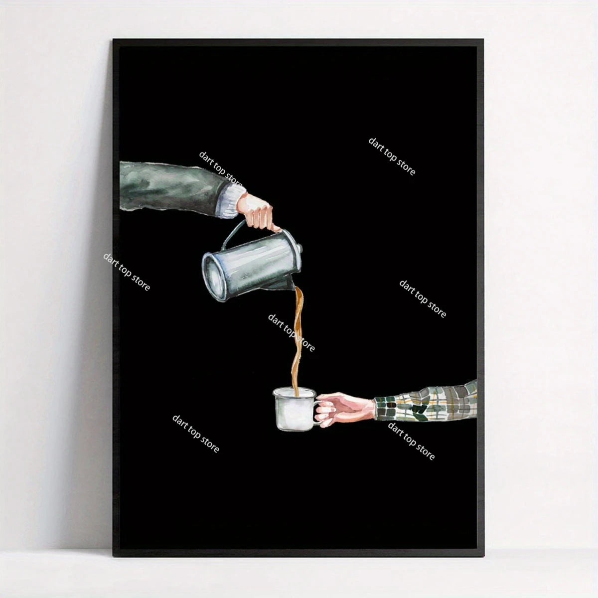 Coffee Lover Cartoon Animal Canvas Wall Art