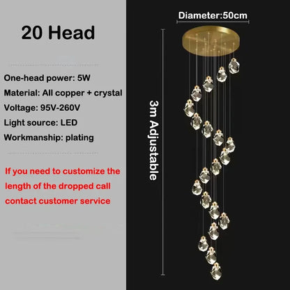 Ten head crystal chandelier on cord pendant suspension, assembly required
