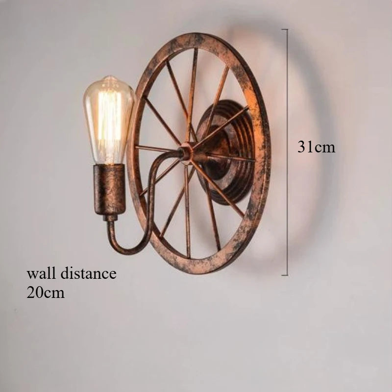 Antique Wagon Wheel Wall Sconce