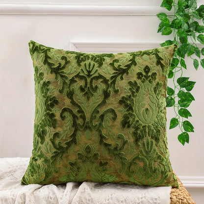 Tropical Leaf Chenille Pillow Cover — styling detail