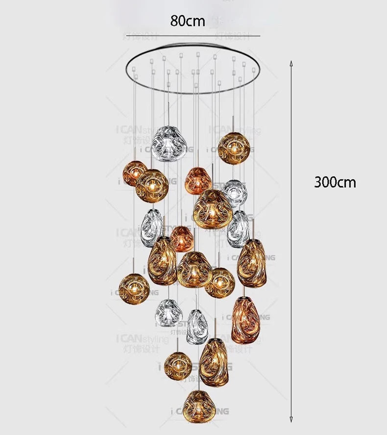 Twelve head round chandelier, 27.6 in across, with a 78.7 in drop