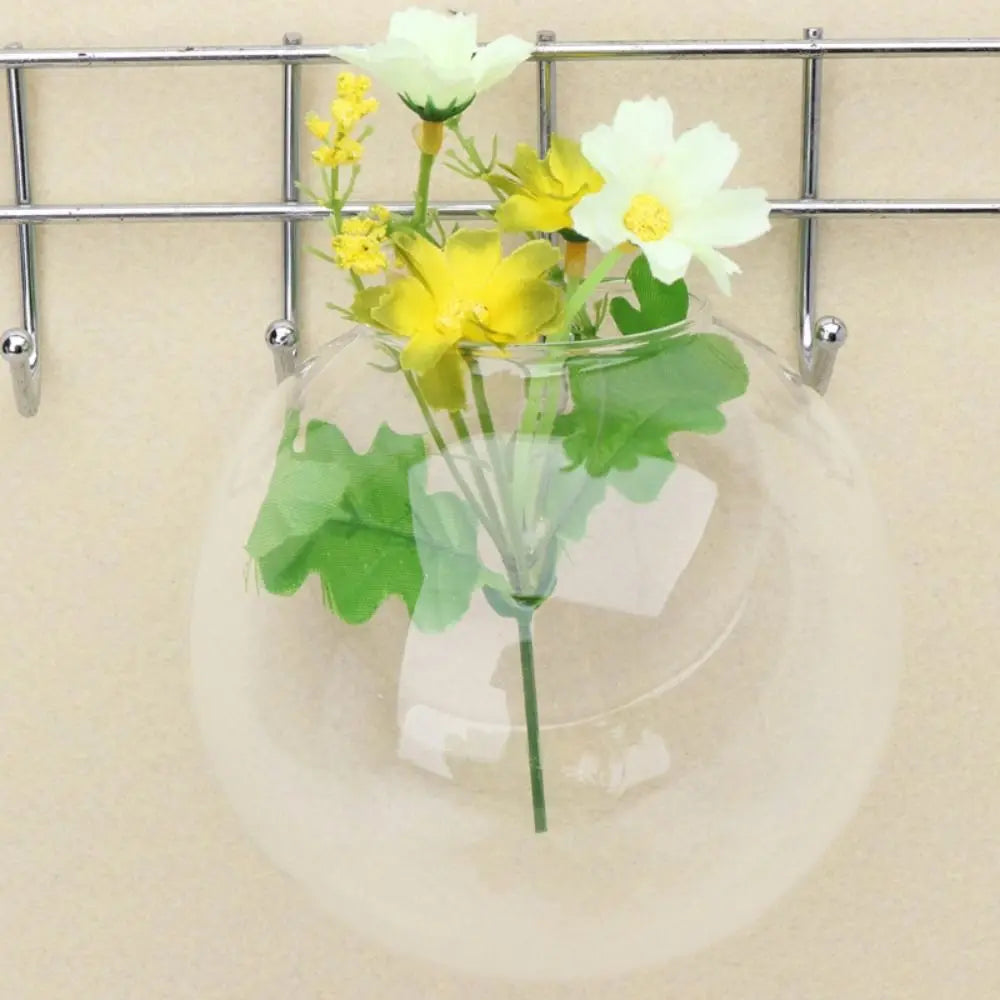 Three glass spherical wall planters in 8, 10, and 15cm sizes